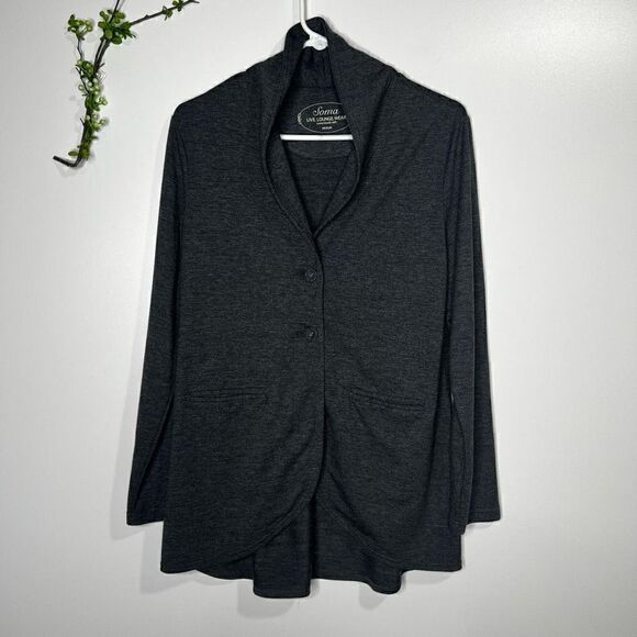 Soma Live Lounge Wear Luxuriously Soft Gray Blazer Lounge Robe - Picture 1 of 10